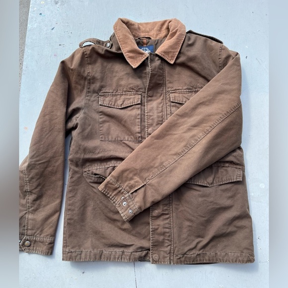 Men's Dockers Jacket Beige Brown Solid XL Chore Work Barn Aviator Utility Cord - Picture 8 of 15